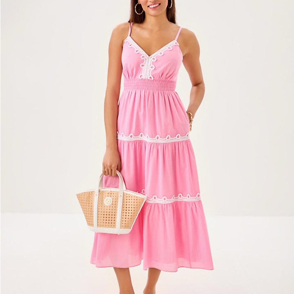 Lilly Pulitzer Zanna Cotton Midi Dress - Conch Shell Pink